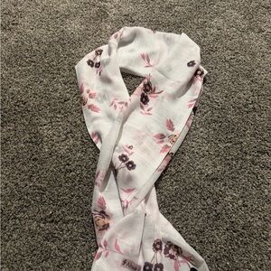 Floral White and Pink Scarf